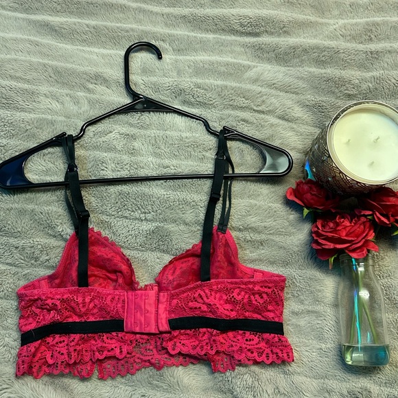 36D bra la vie en rose pink black lace unlined - Picture 2 of 4